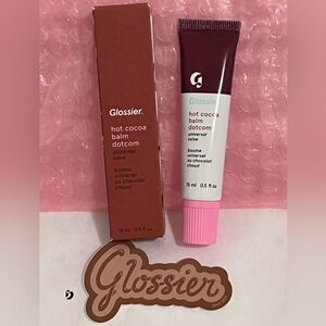 SOLD OUT-Glossier Hot Cocoa Balm Dotcom (Vegan) sticker & pink pouch included